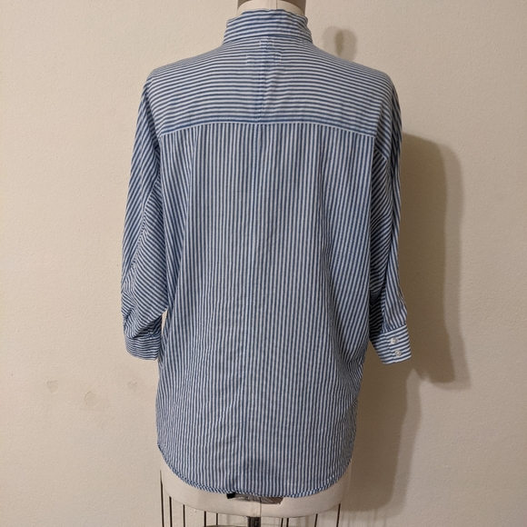 Blue & White Striped Cotton Button Down - Picture 4 of 6